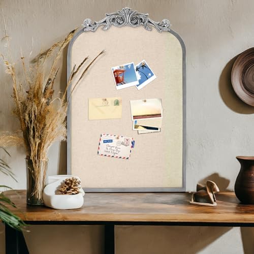 Wonderjune Linen Display Pinboard, Arch, 19" X 31", Silver - Image 5
