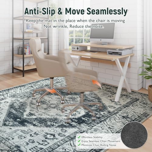 Anidaroel Office Chair Mat for Hardwood & Tile Floor, 8x10 Floor Mat for Office Chair, Under Desk Rug for Rolling Chair on Hardwood, Low Pile Carpet Floor Protector Rug, Easy to Clean, Light Grey - Image 4
