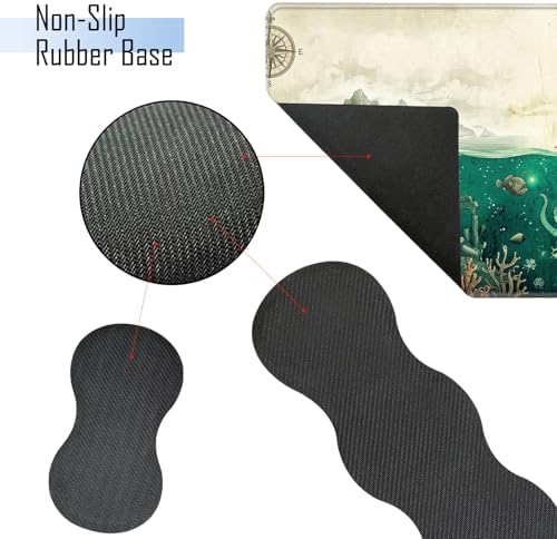 TGFEWYTJYJ Extended Gaming Mouse Pad,Memory Foam Ergonomic Keyboard Mouse Wrist Rest Support Set,Large Desk Mat with Stitched Edges,Non-Slip Base Mousepad Home Office,Sea Octopus - Image 3