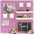 Wall-Mounted Pegboard Kit, 25.2" x 25.2" Organizer Panel – Large, Cost-Effective & Nail-Free Installation Pink by RIVTUNTOOLS