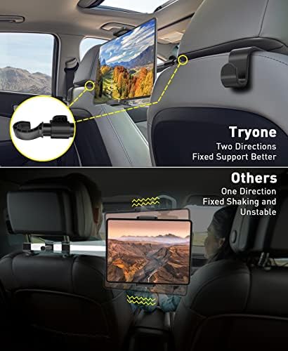 Tryone Car Tablet Holder Mount for iPad: Headrest Tablet Stand for Car Back Seat Compatible with iPad Pro Air Mini | Galaxy Tab | Kindle Fire HD | Switch OLED or Other 4.7-16.1" Devices - Image 4