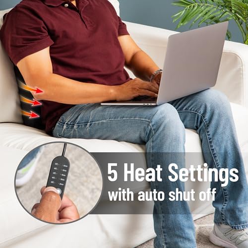 Mind Reader Heated Lumbar Support Cushion with Gentle Heat and Timer, Memory Foam Lower Back Pillow for Office Chair and Home Use, Black - Image 4