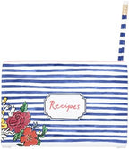 C.R. Gibson White and Blue Striped Floral Recipe Box, with Tab Dividers and Coordinating Recipe Cards, 53pc, 6.5'' W x 4.75'' H x 4.25'' D - Image 2
