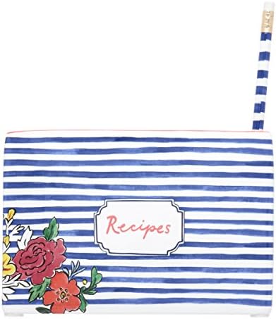 C.R. Gibson White and Blue Striped Floral Recipe Box, with Tab Dividers and Coordinating Recipe Cards, 53pc, 6.5'' W x 4.75'' H x 4.25'' D - Image 2