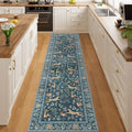 DUKINO 2x8 Washable Runner Rug, Non Slip Animal Kitchen Runner Rug, Blue by DUKINO