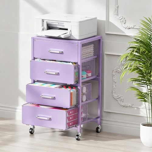 4-Drawers Metal Rolling Cart, Utility Storage Cart with Wheels - Image 6