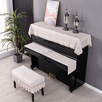 Upright Piano Cover Electronic Piano Keyboard Cover Piano Chair Cover Exquisite Embroidery Fashionable and Elegant Dust Cover With Frills (Piano Top Towel 200 * 90cm, Coffee Color) - Image 3