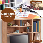 Vercraft Natural Wood College Desktop Bookshelf Dorm Desk Hutch Organizer - Image 5
