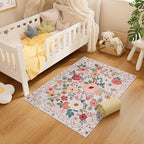 DUKINO 3x4 Area Rug, Floral Washable Rug for Kitchen Non Slip, Beige - Image 6
