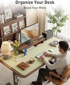Aothia Faux Leather Desk Mat - Large Mouse Pad, Non-Slip PU Leather Blotter, Waterproof Writing Surface for Office and Home (Grass Green, 63" x 24") - Image 3
