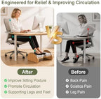 Adjustable Foot Rest Under Desk, Bamboo Wood Foot Stool with Cushion, Rocking Under Desk Footrest, Desk Leg Rest for Home Office - Image 6