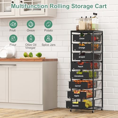 EasyPAG Rolling Storage Cart With 8 Drawers, Metal Craft Organizers And Storage Cart With Wood Tabletop, 30 Lbs Capacity Per Drawer For Home Office Classroom And Dorm, Black - Image 4