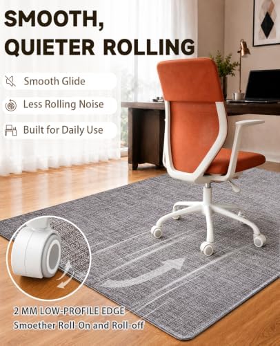 Funwheat Office Chair Mat with Lip for Hard Floors, 36 x 48 in, Dark Grey - Image 4