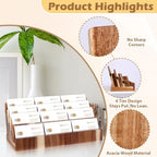 DLUGOPIS 4 Tier Acacia Wood Business Card Holder Desktop Display Stand Multiple Wood Business Card Organizer Rack Gift Card Pamphlet Display for Exhibition Home Office - Image 3