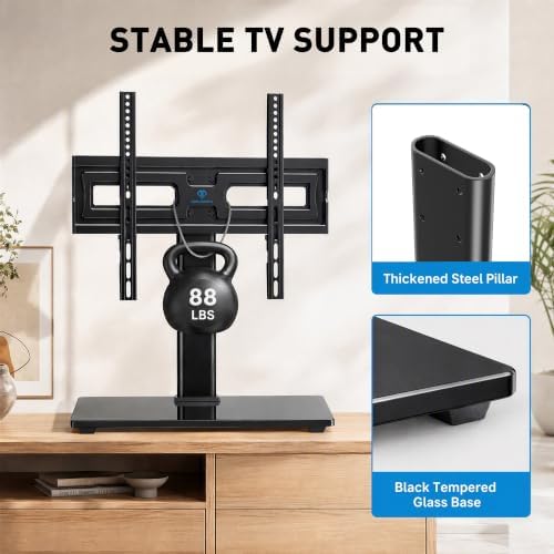 PERLESMITH Universal TV Stand Legs for 32-65 inch TVs, Table Top TV Stand up to 88 lbs, Height Adjustable Television TV Mount, Universal TV Leg Base for Living Room & Bedroom (32-65 Inch with Swivel) - Image 4