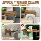 Acacia Wood Sofa Arm Tray - 3-in-1 Couch Arm Table with Phone Holder, Cup Holder & Foldable Tray - Armrest Clip-On Design for Couch with 360° Rotated Phone Holder - Image 5