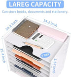 Paper Organizer Storage for Desk, 9 Tier Construction File Organizer Paper Sorter, Desktop Document Storage Holder for Home Office School, 14 1/8" x 10 1/4" x 15 3/8", White - Image 3