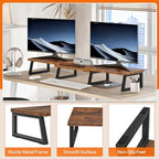 HOOBRO Dual Monitor Stand Riser, Computer Monitor Stand for PC,Rustic Brown - Image 6