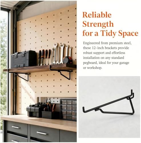 Shimeyao 20 Pcs 12 Inch Pegboard Shelf Brackets, Black - Image 3