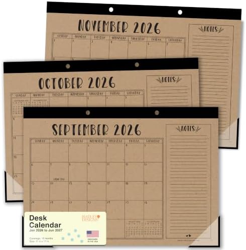Large Teacher Desk Calendar 2026-2027 - Desktop Calendar 2026 by HadleyDesigns
