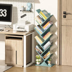 10 Tier Tree Book Shelf, Floor Standing Wood Bookshelf for Narrow Space - Image 6