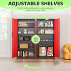 INTERGREAT Metal Storage Cabinet, 72" Locking Steel Cabinets with 2 Door and 4 Adjustable Shelves, Tall Metal Cabinet for Home Office, Garage, Warehouse,(Black+Red) - Image 5