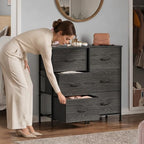 WLIVE Small Dresser Nightstand for Bedroom, 3 Drawers, Black Wood Grain - Image 5