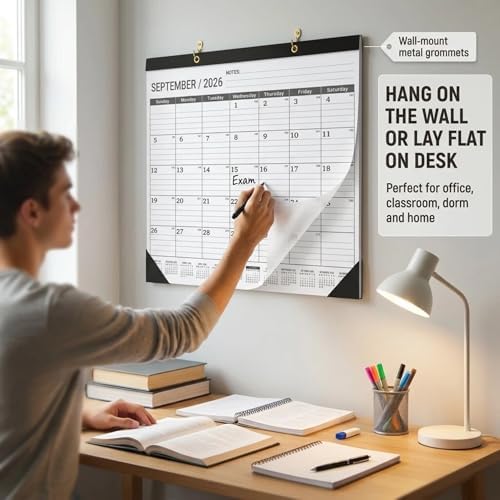 Desk Calendar 2026-2027 (July 2026 to December 2027),Desk Calendar 2026-2027 Large 22 x17,2027 Calendar,Classic Black,Large Desk Calendar 2027 with Plastic Cover (2 PACK) - Image 2