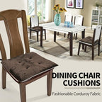 Office Stacking Chair Cushions 4 Pack, Corduroy High Density Foam Kitchen Seat Cushions with Ties, Square 17" x 17" Indoor Non-Slip Dining Chair Pads, Brown, 4pcs - Image 3