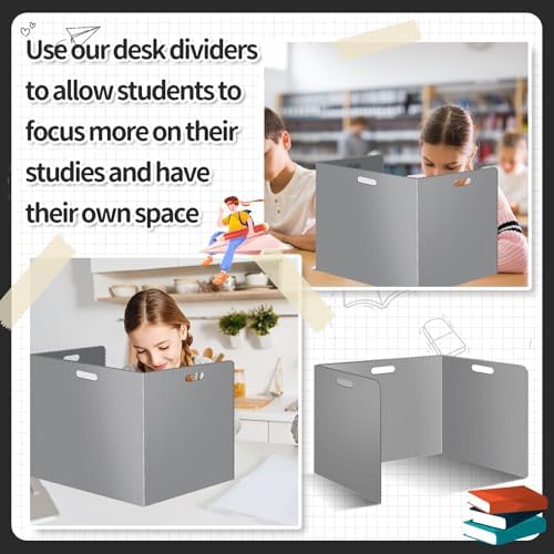 24 Pcs Desk Dividers for Students Plastic Durable and Waterproof Privacy Folders Shields Test Dividers with Classroom Privacy Boards for School Study Teacher Supplies (24pcs Grey) - Image 7