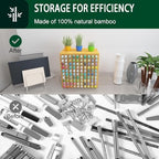 MinBoo Art Marker Storage Organizer for 100 Markers, Bamboo Art Supply Rack, Pens Color Pencils Paint Brushes Stationary Organizer Holder for Home Classroom Office Desk Decor - Image 4
