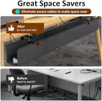 48" Gaming Under Desk Cable Management Tray, Black No Drill Cord Organizer for PC Setup, Large Anti-Sag Wire Hider, Stealth Cable Management Net for Battlestation (Black, 47.8") - Image 6