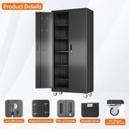 Aobabo Metal Garage Storage Cabinet with Wheels and Door Pegboard - Image 6