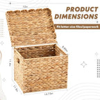 Jingmore File Organizer Box with Scalloped Lid, Water Hyacinth, Brown - Image 2