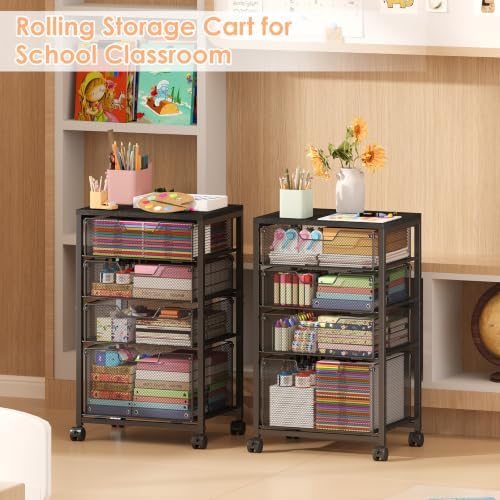 Sbanmao Rolling Storage Cart with Drawers, 4 Drawers Storage Cart, Black - Image 5