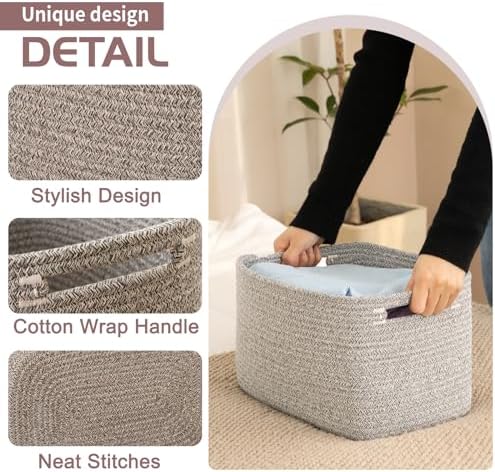 OIAHOMY 4 Pack Storage Baskets for Organizing 15L Cube Storage Bins Grey - Image 2