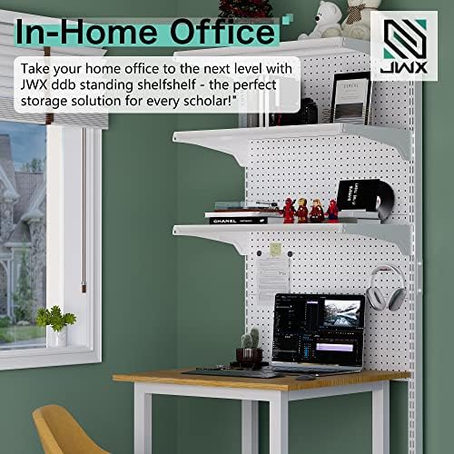 JWX DDB Standing Pegboard Shelf Unit, 30'' White Home Office shlef cabinets with Metal Pegboard and 15 Pieces Organizer Tool Holders - Image 4