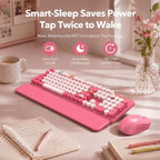 Wireless Keyboard and Mouse Combo, Round Keycaps, Magnetic Wrist Rest, Pink - Image 5
