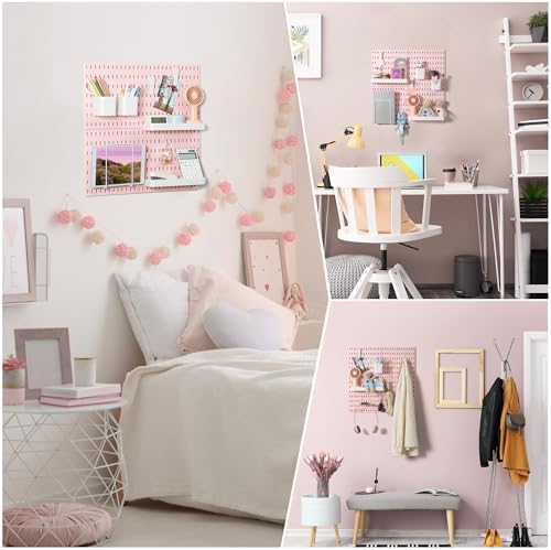 VUSIGN Pegboard Combination Wall Organizer Kit 22" x 22", Pink - Image 2