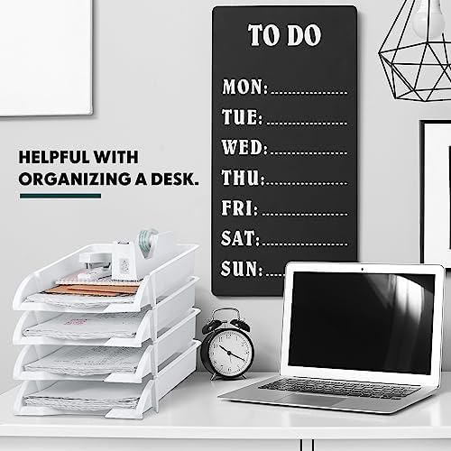 Fainne 8 Pcs Stackable Paper Trays Organizer Letter Tray for Desk, White - Image 4