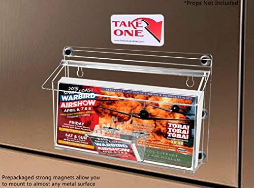 Marketing Holders 4 Pack Outdoor Brochure Box with Lid Metal Mount Clear Acrylic Caddy Holds 11" x 4" Horizontal Trifolds and 3.5" x 2" Business Cards with Take One Sticker Hangs On Smooth Surfaces - Image 2