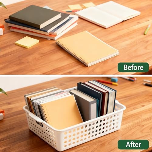 8 Pack Paper Organizer Baskets Trays, 14 In Plastic Storage Baskets - Image 5