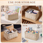 Mifoci 4 Pack Quilted Small Fabric Storage Basket for Table Shelf Toy Organizer Decorative Boho for Organizing Closet Decor Home Nursery Table Laundry Toy Clothes(Khaki) - Image 4