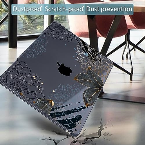 Mektron for 2026/2025/2024/2023 MacBook Air 15 INCH M5 A3448 /M4 A3241 /M3 A3114 /M2 A2941 Case, Printed Plastic Hard Shell Cover with 15.3" Liquid Retina Display Touch ID, Line Chrysanthemums - Image 6