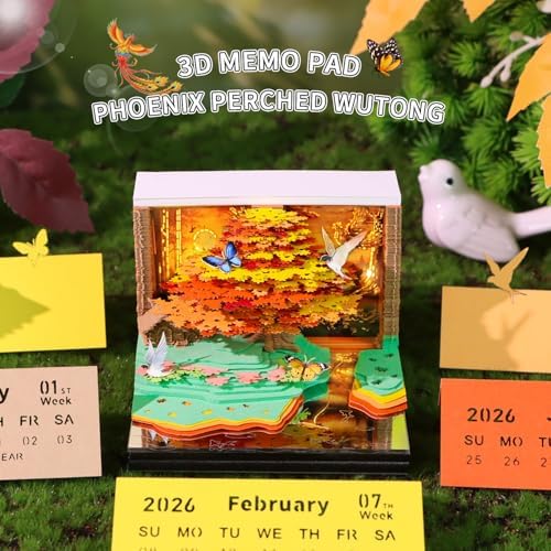 3D Memo Pad, 3D Calendar 2027, Time Piece Calendar, Tear-Off Calendars 2027, 3D Paper Carving Art Memo Pad, Art Carving Sticky Notes for Office Home Gifts Ornaments (Wutong) - Image 2