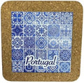Portugal Azulejo Tiles, Ethnic Portugese Ceramic Tiles - Cork Trivets - Home & Wall Decorations (7.8 Inch - 20cm) (Portugal in 25 Blue Tiles) by GOLDTON