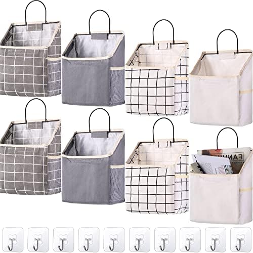 Boao 8 Packs Wall Hanging Storage Bag, Wall Storage Organizer Bags with Hooks, over the Door Hanging Basket for Dormitory Bathroom Bedroom, Living Room Kitchen(Cute Color) by Boao
