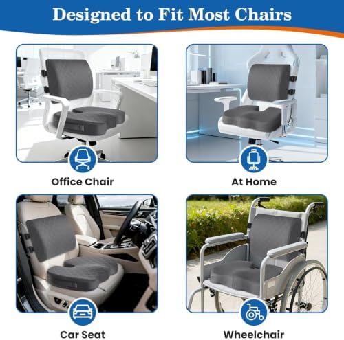 Back&Seat Cushion, Chair Cushions, Lumbar Back Support Pillow, Grey/Large - Image 6