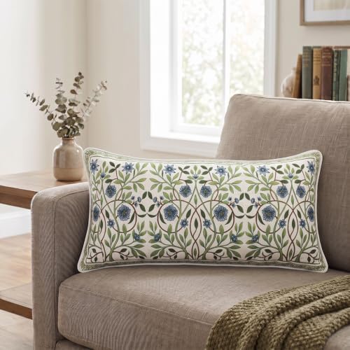 ISAENNE Designer Linen Throw Pillow Cover,Set of 2,28"x12"-Mosella A - Image 2