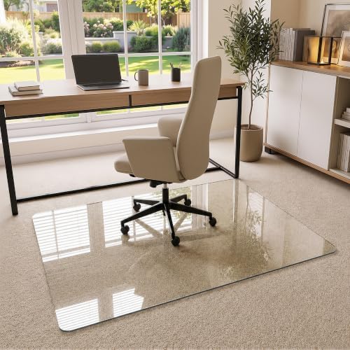 36"x48" Tempered Glass Office Chair Mat for Carpet & Hardwood Floor by Unknown